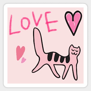 I LOVE PINK, PINK CAT Magnet